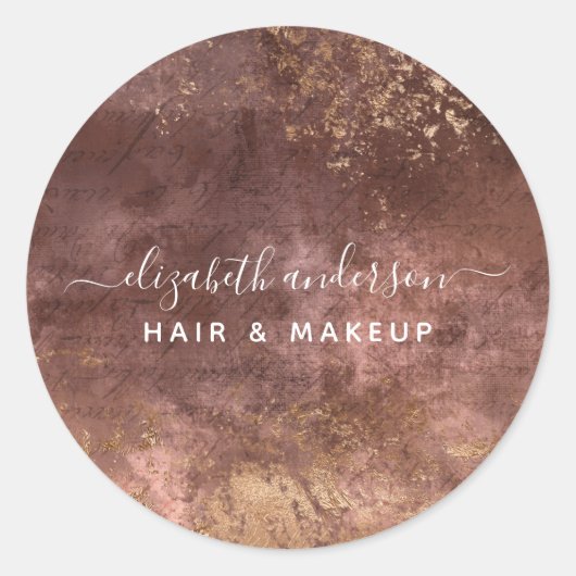 Elegant Gold Marble Modern Chic Salon Business Ronde Sticker (Voorkant)