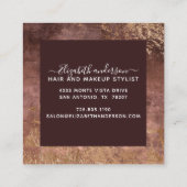 Elegant Gold Marble Modern Chic Salon Business Vierkante Visitekaartje (Achterkant)