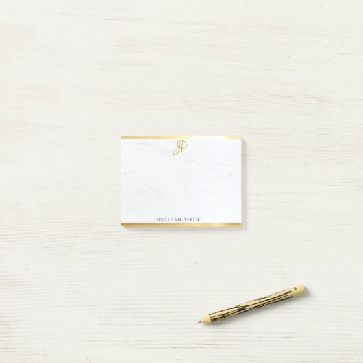 Elegant Gold Marble Modern Clean Design Sjabloon Post-it® Notes (Op bureau)