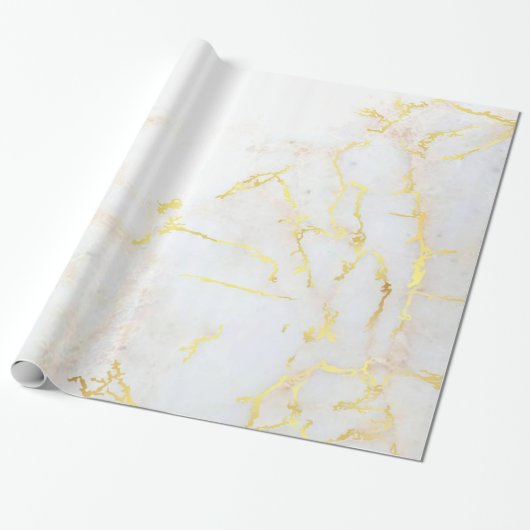Elegant Gold Marble Modern Golden Glossy Gift Cadeaupapier (Uitgerold)