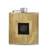 Elegant Gold Marble Monogram Heupfles (Voorkant)