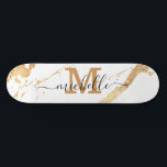 Elegant Gold Marble Monogram Script Persoonlijk Skateboard<br><div class="desc">Trendy Aangepaste Aangepaste monogram Gold White Marble Beach Towel</div>