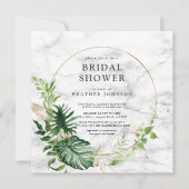 Elegant Gold Marble Tropical Wreath Square Shower Kaart (Voorkant)