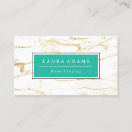 Elegant Gold Marble & Zee Green Visitekaartje