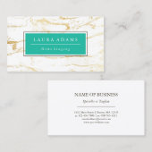 Elegant Gold Marble & Zee Green Visitekaartje (Voorkant / Achterkant)