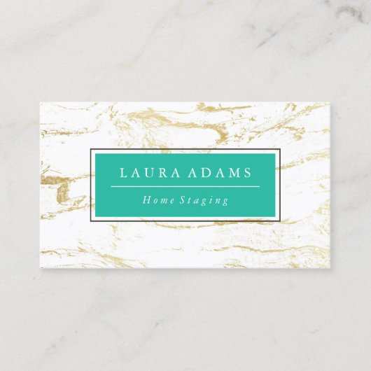 Elegant Gold Marble & Zee Green Visitekaartje (Voorkant)