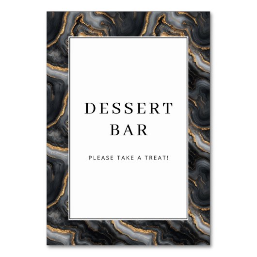 Elegant Gold Marbled Dessert Bar Sign Kaart (Voorkant)