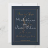Elegant Gold, marine en White Save the Date Kaart (Voorkant)