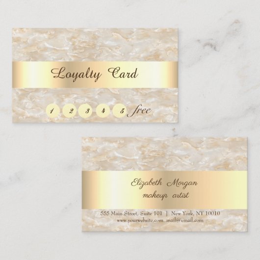 Elegant, Gold, marmer, Confetti Loyalty Kaart (Voorkant / Achterkant)