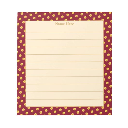 Elegant Gold & Maroon Lijst gevoerd Notitieblok (Voorkant)