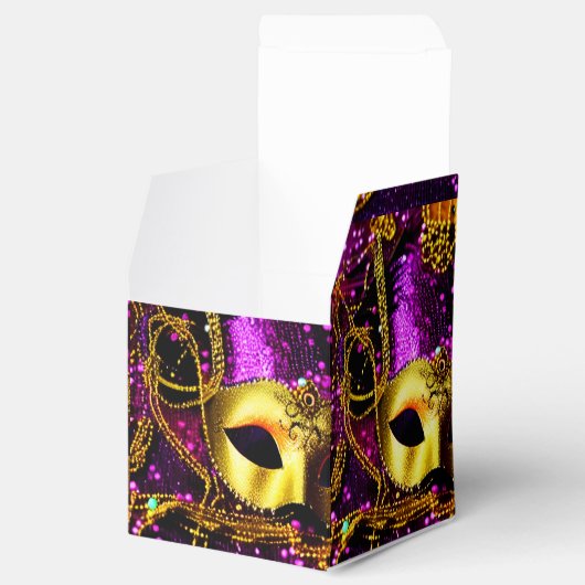 Elegant Gold Mask Cube Bedankdoosjes (Geopend)