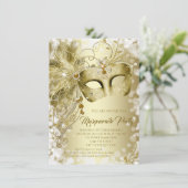 Elegant Gold Mask Maquerade Party Kaart (Staand voorkant)