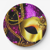 Elegant Gold Mask Papieren Bordje (Voorkant)