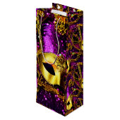 Elegant Gold Mask Wijn Cadeautas (Achterkant Gekanteld)