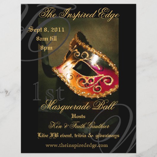 Elegant Gold Masquerade Ball Party Event Flyer (Voorkant)