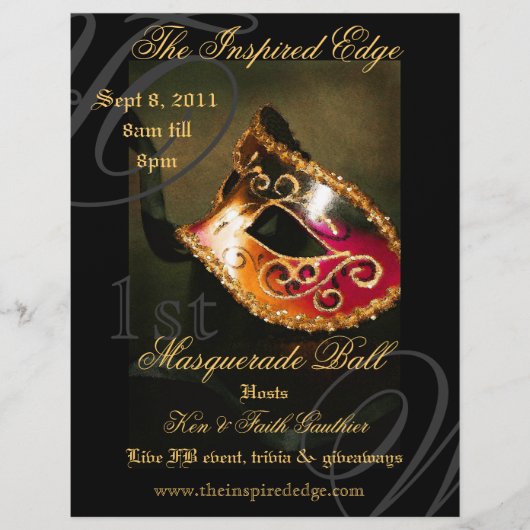 Elegant Gold Masquerade Ball Party Event Flyer (Voorkant)