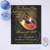 Elegant Gold Masquerade Ball Party Event Flyer (Enkel)