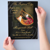 Elegant Gold Masquerade Ball Party Event Flyer (Hand)
