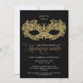 Elegant Gold Masquerade Masker Quinceanera Kaart (Voorkant)