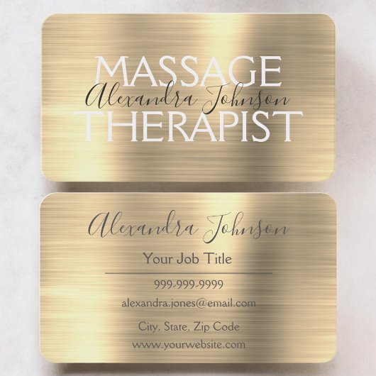 Elegant Gold Massage Therapist Visitekaartje