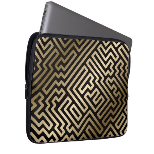 Elegant Gold Maze Geometric Luxury Design Laptop Sleeve (Voorkant Rechts)