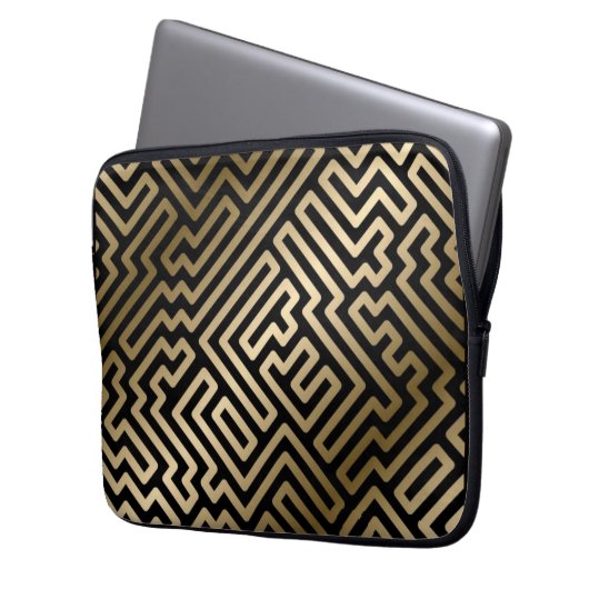 Elegant Gold Maze Geometric Luxury Design Laptop Sleeve (Voorkant Links)