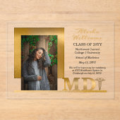 Elegant Gold MD Caduceus Foto Afstuderen Acryl Uitnodigingen (Voorkant)