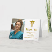 Elegant Gold Medical School Afstuderen Foto Bedankkaart (Voorkant)
