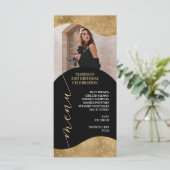 Elegant Gold Menu Place Card met foto (Staand voorkant)