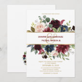 Elegant Gold Merlot Navy Floral Bouquet Wedding Kaart (Voorkant / Achterkant)