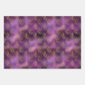 Elegant Gold Mermaid Pattern Paars Metallic Shiny Inpakpapier Vel (Voorkant 3)