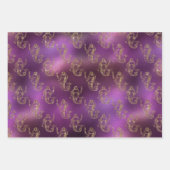 Elegant Gold Mermaid Pattern Paars Metallic Shiny Inpakpapier Vel (Voorkant 2)