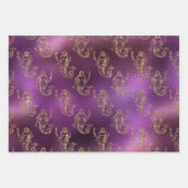 Elegant Gold Mermaid Pattern Paars Metallic Shiny Inpakpapier Vel (Voorkant)