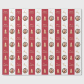 Elegant Gold Merry - Aangepaste kerstfoto Cadeaupapier (Vlak)