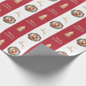 Elegant Gold Merry - Aangepaste kerstfoto Cadeaupapier (Hoek)