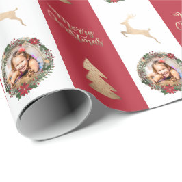 Elegant Gold Merry - Aangepaste kerstfoto Cadeaupapier