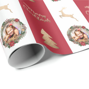 Elegant Gold Merry - Aangepaste kerstfoto Cadeaupapier
