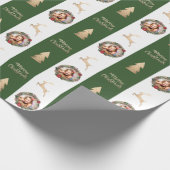 Elegant Gold Merry - Aangepaste kerstfoto  Cadeaupapier (Hoek)