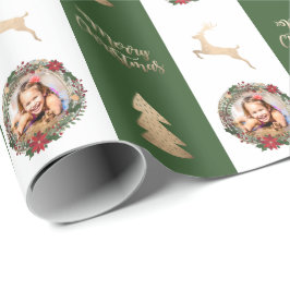 Elegant Gold Merry - Aangepaste kerstfoto  Cadeaupapier