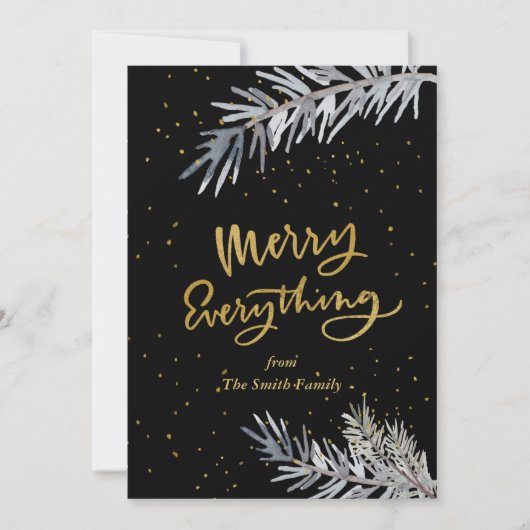 Elegant Gold Merry Alles Pine Bough Simple Feestdagenkaart (Voorkant)