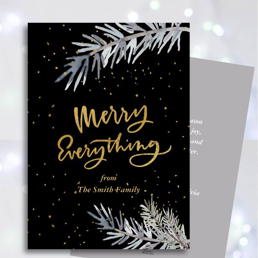 Elegant Gold Merry Alles Pine Bough Simple Feestdagenkaart