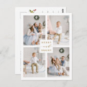 Elegant Gold Merry & Bright 4-fotofeestdag Briefkaart (Voorkant / Achterkant)
