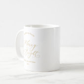 Elegant Gold “Merry & Bright” Holiday Mug Koffiemok (Voorkant links)