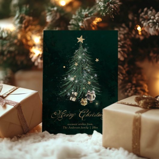 Elegant Gold Merry Christmas  Feestdagenkaart