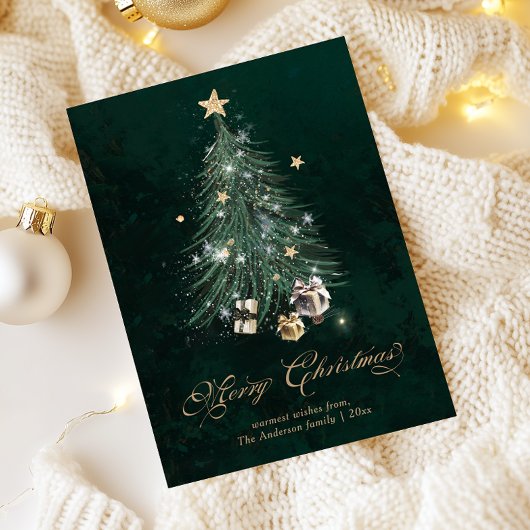 Elegant Gold Merry Christmas  Feestdagenkaart