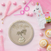 Elegant Gold Merry Christmas Paper Plate Papieren Bordje (Feest)