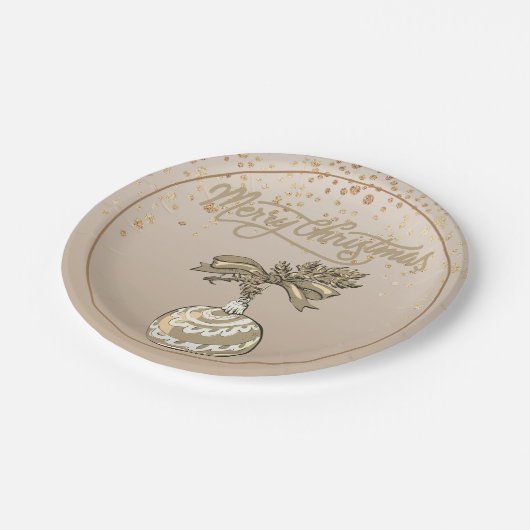 Elegant Gold Merry Christmas Paper Plate Papieren Bordje (Gekanteld)
