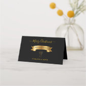 Elegant Gold Merry Christmas Personalized  Plaatskaartje (Voorkant)