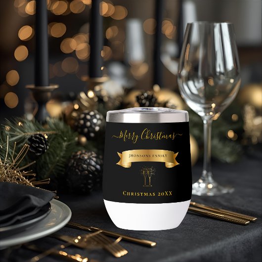 Elegant Gold Merry Christmas Personalized Tumbler