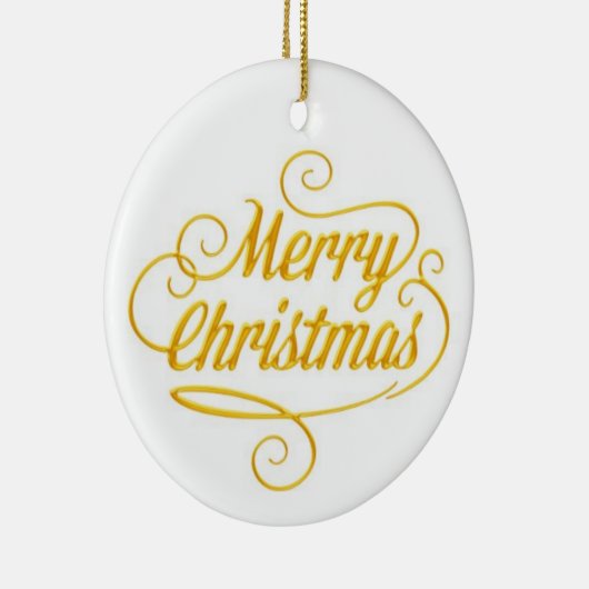 Elegant Gold Merry Christmas Text Ornament (Rechts)